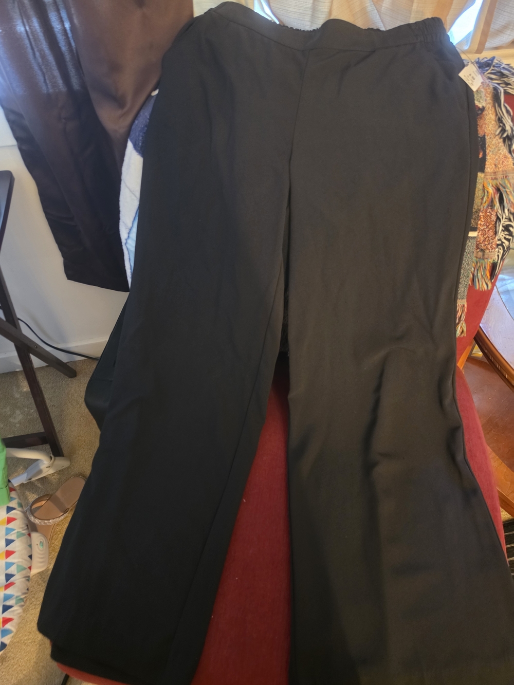 Classic Black Wide-Leg Pull-On Pants